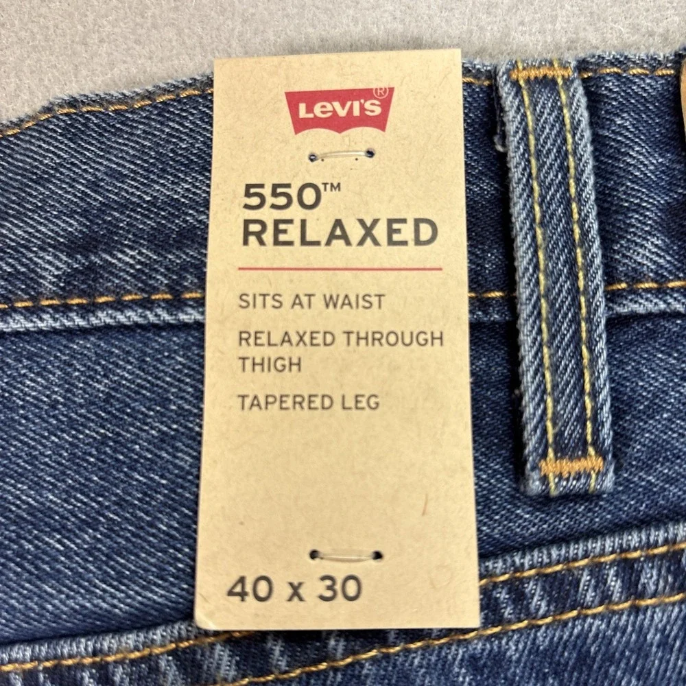 Levi's 550 Relaxed Fit Blue 100% Cotton Denim Jeans Men's 40X30 NWT